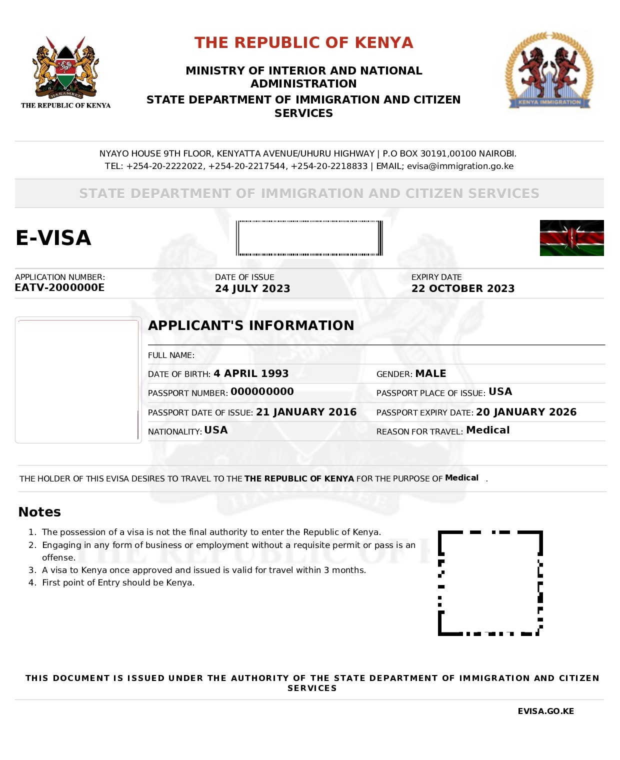 Visa electrónica de Kenia para tratamiento médico