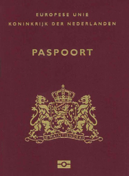 Vordere Abdeckung des niederländischen Passes